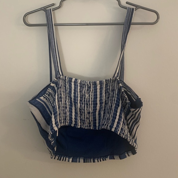 band of gypsies stripe crop top blue and white size large - Picture 8 of 10